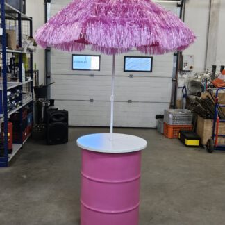 statafel olievat rose met parasol